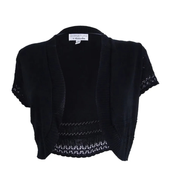 Signature by Robbie Bee Women's Short-Sleeve Open Front Cardigan 2× - Picture 1 of 5